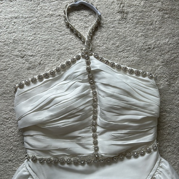 Self-Portrait Crystal-embellished halter neck mini dress. Worn once for 3 hours - Picture 3 of 5